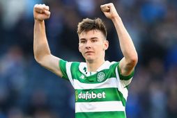 Kieran Tierney í leik með Celtic.