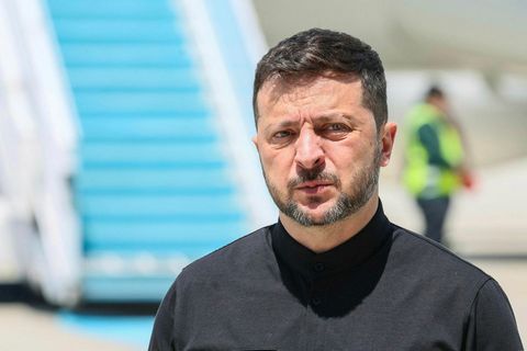 Volodimír Selenskí Úkraínuforseti lenti í borginni Ankara í Tyrklandi í morgun.