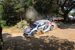 Frakkinn Sébastien Ogier í brautinni í dag.