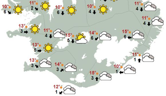 Mestar líkur á sól á Vesturlandi