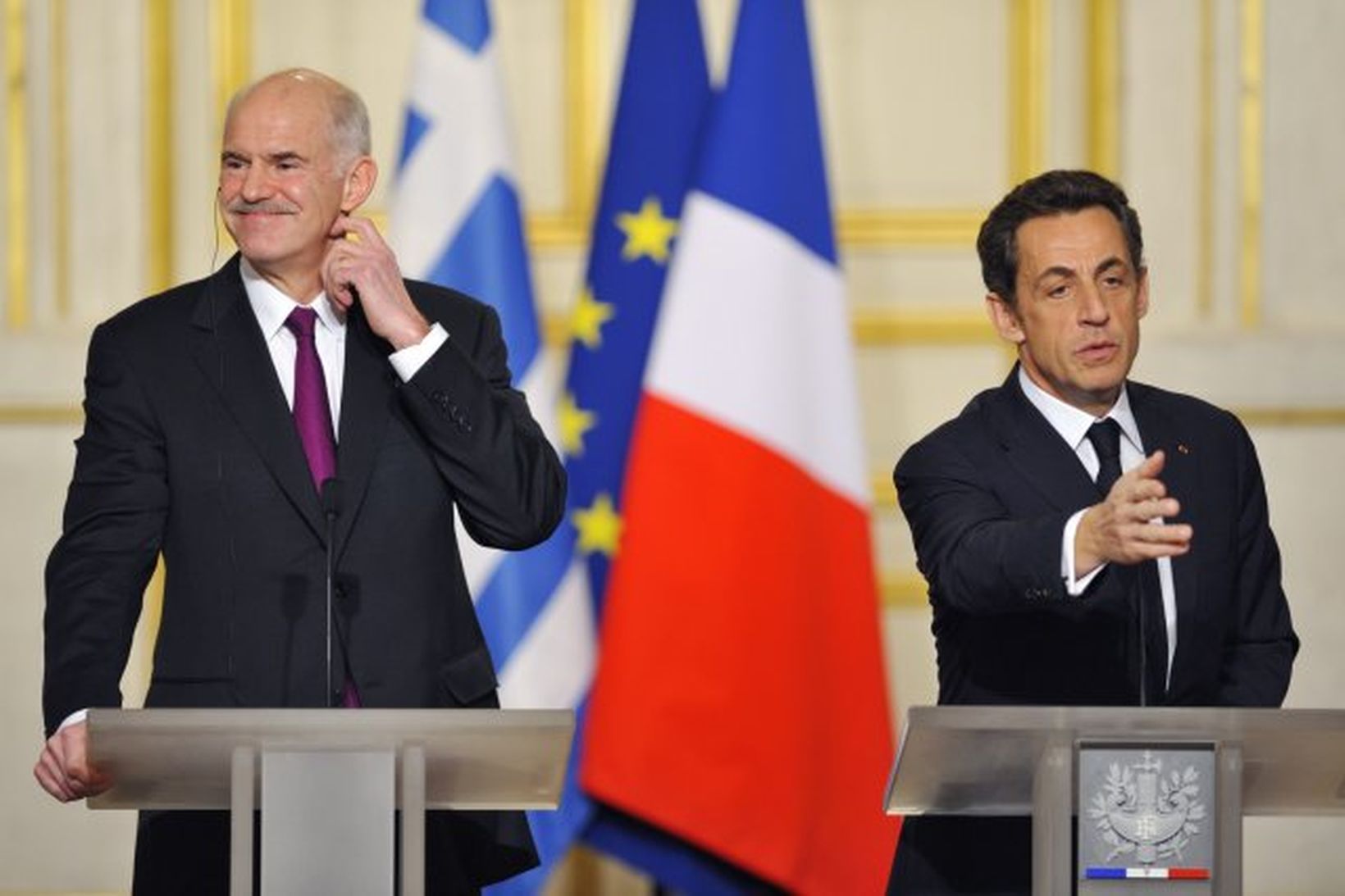 George Papandreou, forsætisráðherra Grikklandsi og forseti Frakklands, Nicolas Sarkozy