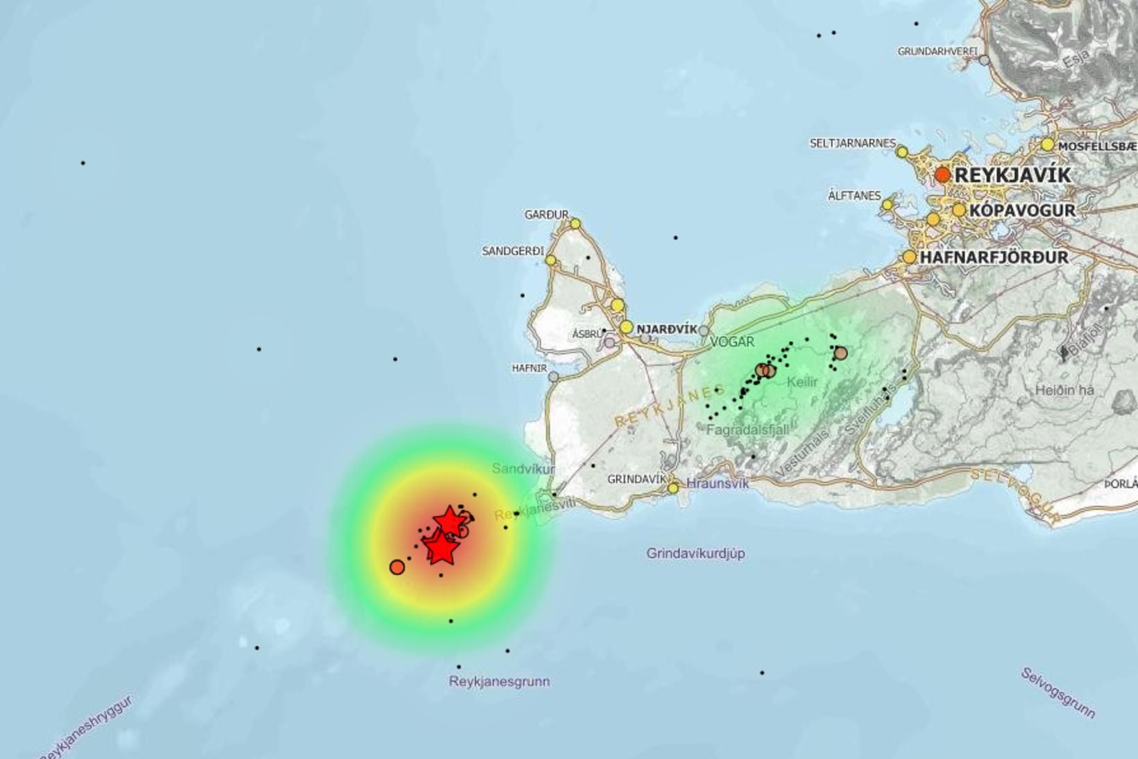 Significant seismic activity has been recorded off Reykjanes.