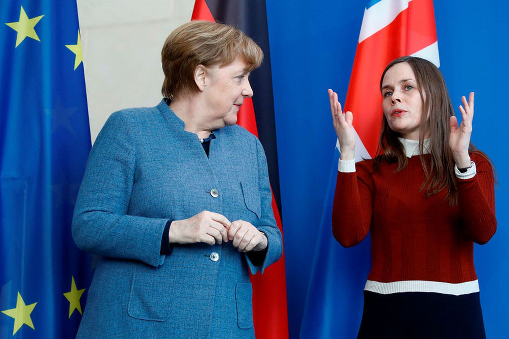 Angela Merkel, kanslari Þýskalands, og Katrín Jakobsdóttir forsætisráðherra í heimsókn …