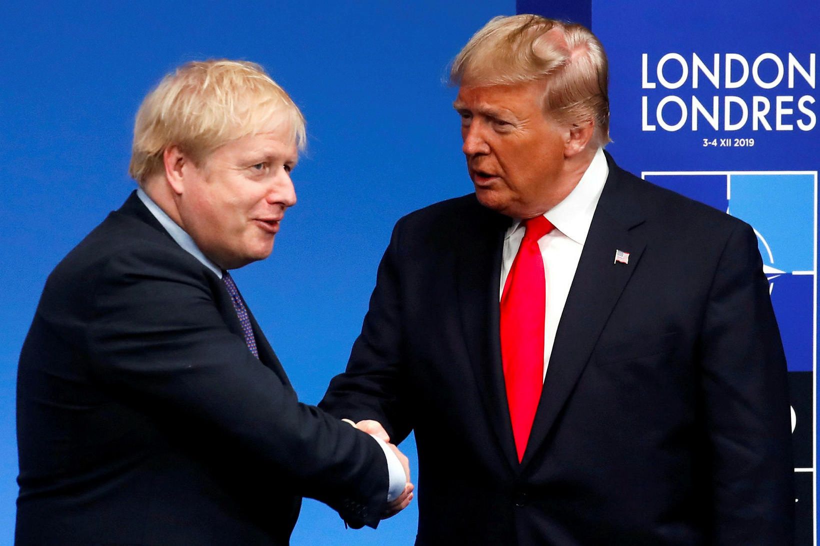 Boris Johnson forsætisráðherra Bretlands og Donald Trump Bandaríkjaforseti í London …