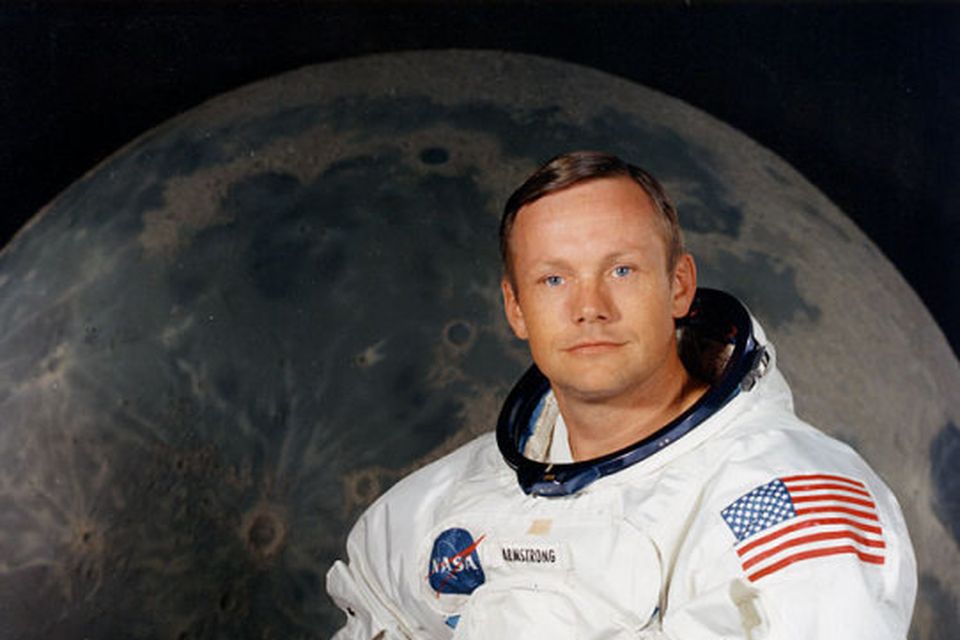 Neil Armstrong í geimbúningnum.