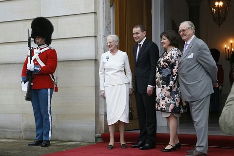 Guðni Th. Jóhannesson, President of Iceland, and his wife, First Lady Eliza Reid with the Queen and Prince of Denmark.