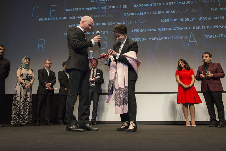 Grímur Hákonarson leikstjóri og Isabella Rossellini, formaður dómnefndar.