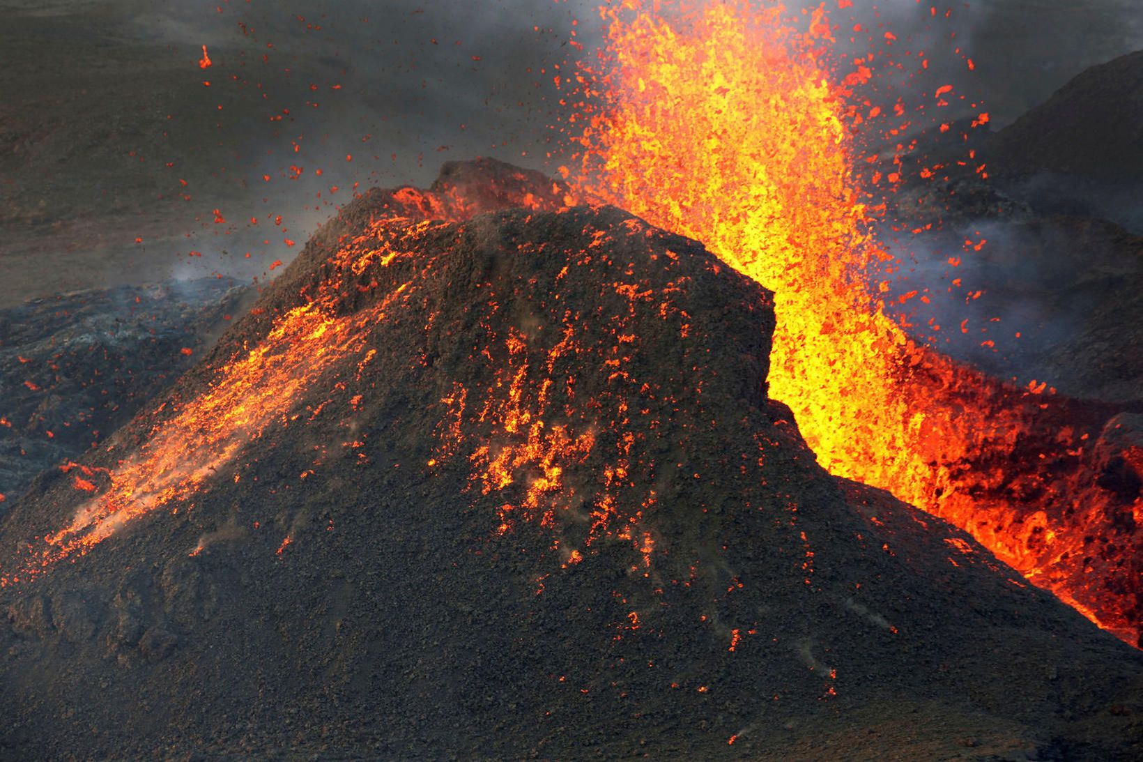 Frá eldgosinu á Reykjanesskaga.