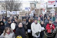 Mótmæli við Alþingi á Austurvelli