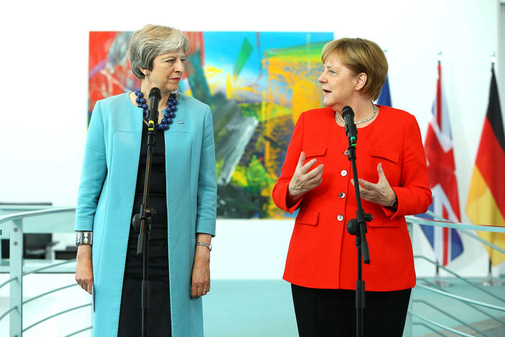 Theresa May, forsætisráðherra Bretlands, og Angela Merkel Þýskalandskanslari.