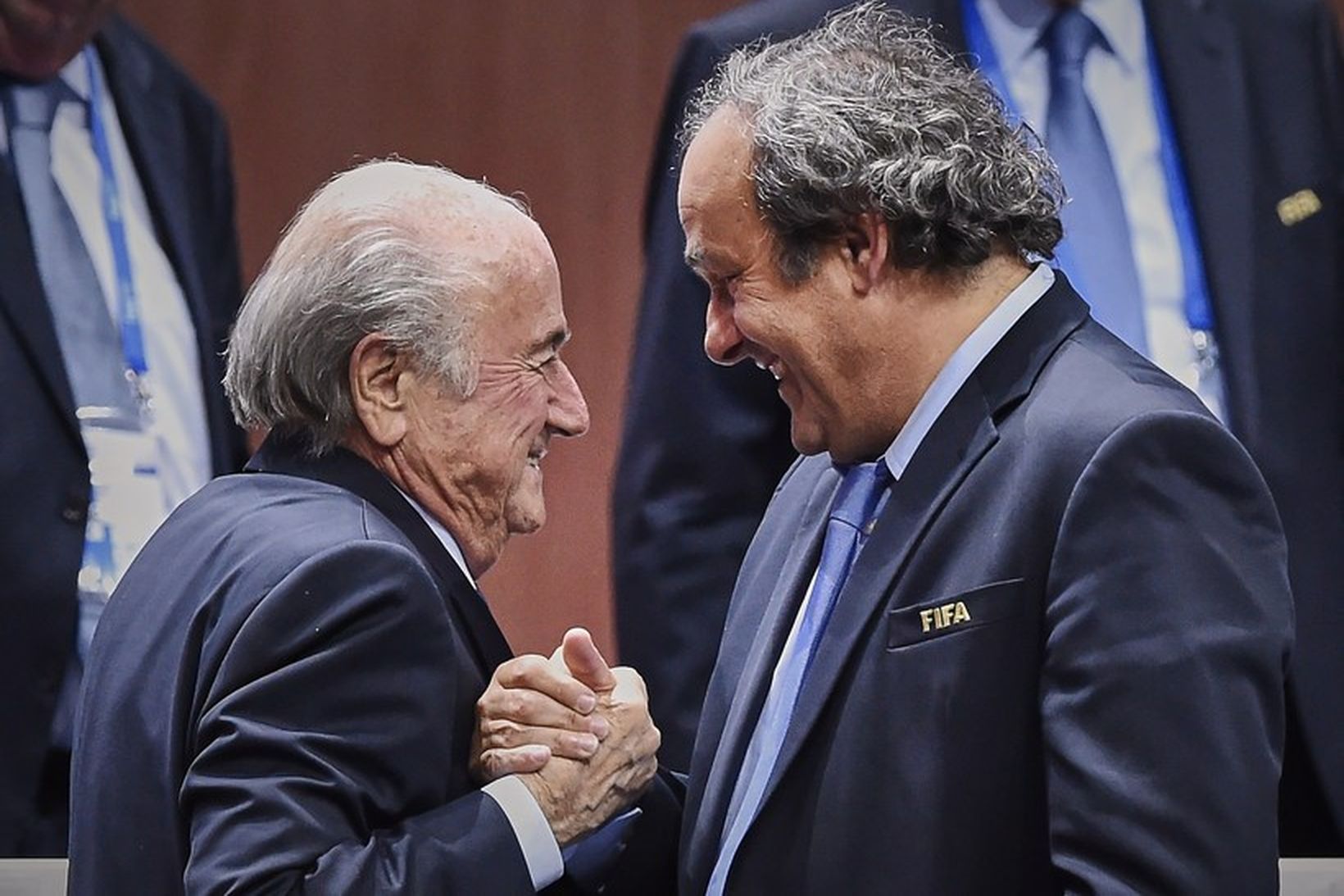Sepp Blatter, fráfarandi forseti, og Michel Platini.