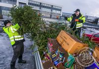 Jólatrjám og gamlaársrusli safnað saman