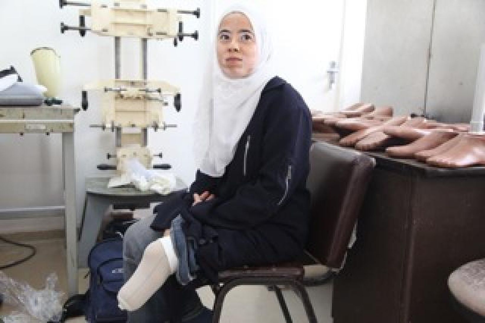 Shaimáa Abu Safi, 18 ára gömul stelpa sem missti fótinn …