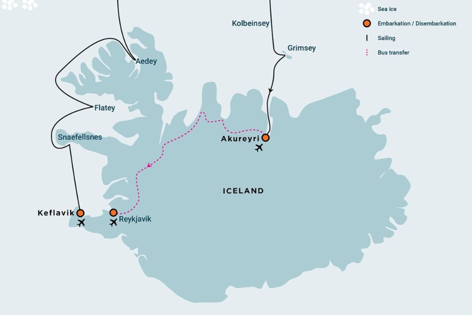 Skipið bókað í Keflavík og á Akureyri