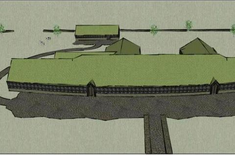 A drawing of a proposed Viking farm which will rise in the area.