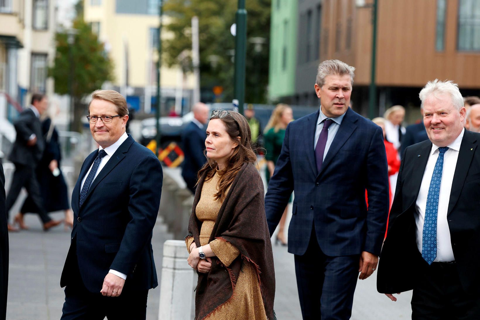 Birgir ásamt formönnum stjórnarflokkanna þriggja við þingsetningu fyrr í mánuðinum.