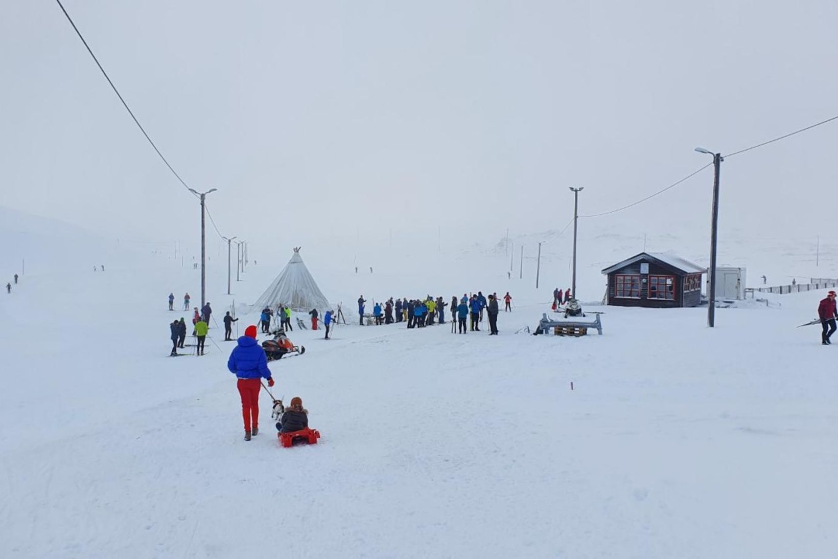 Það var kalt en góð stemning í Bláfjöllum í dag.