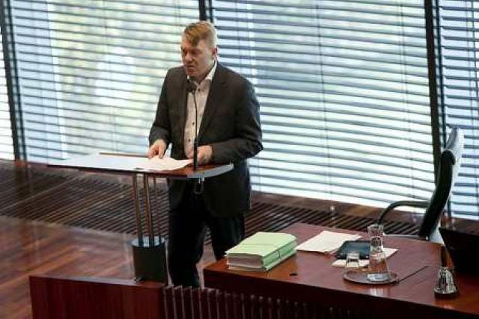 Jón Gnarr, borgarstjóri, á fundi borgarstjórnar í dag.