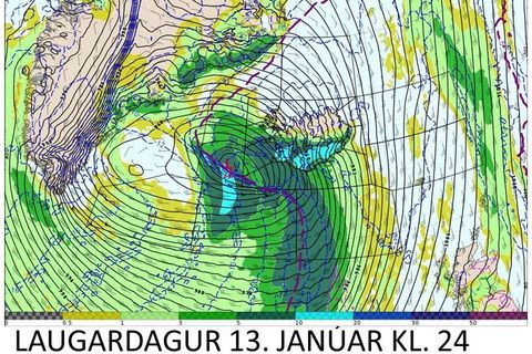 The worst storm will probably hit Iceland on Saturday evening.