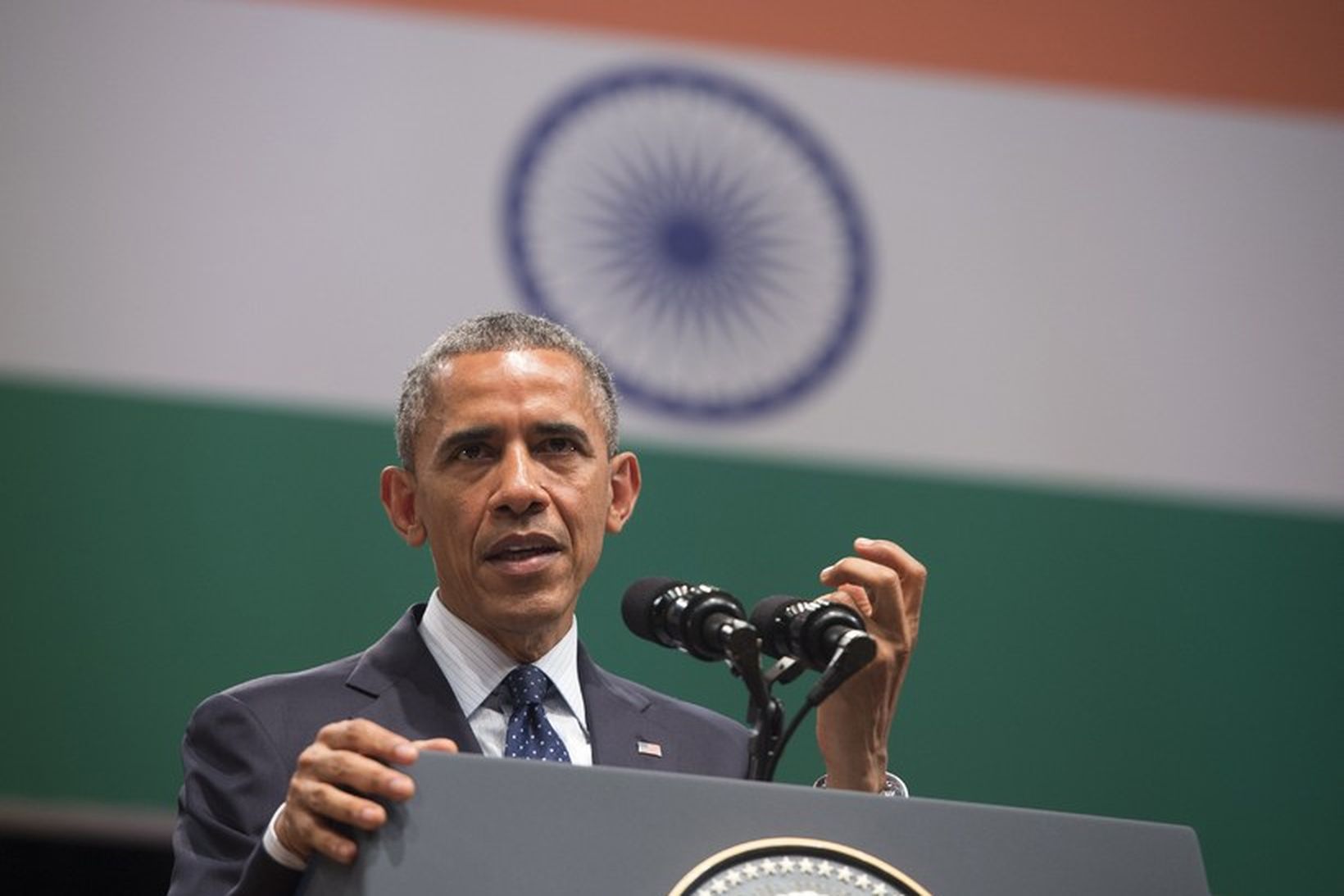 Obama í Nýju Delhi í dag.