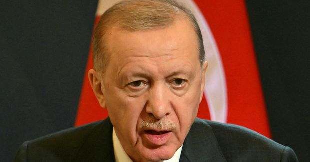 Recep Tayyip Erdogan Tyrklandsforseti á blaðamannafundi í Róm á Ítalíu í apríl.