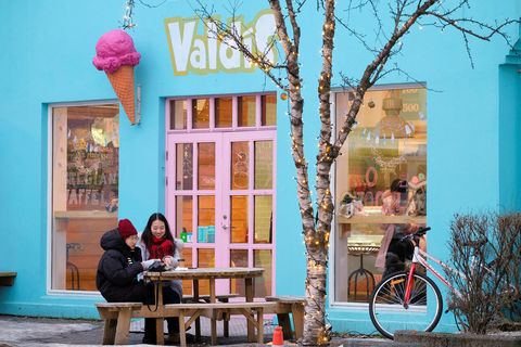 Enjoying ice cream for Christmas.