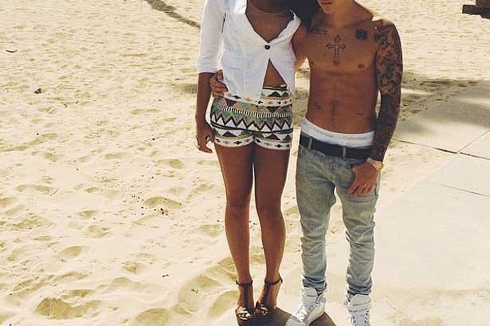 Fyrirsætan Yovanna Ventura og söngvarinn Justin Bieber.