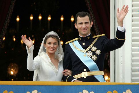 Letizia drottning og Felipe VI Spánarkóngur giftu sig við hátíðlega athöfn árið 2004.