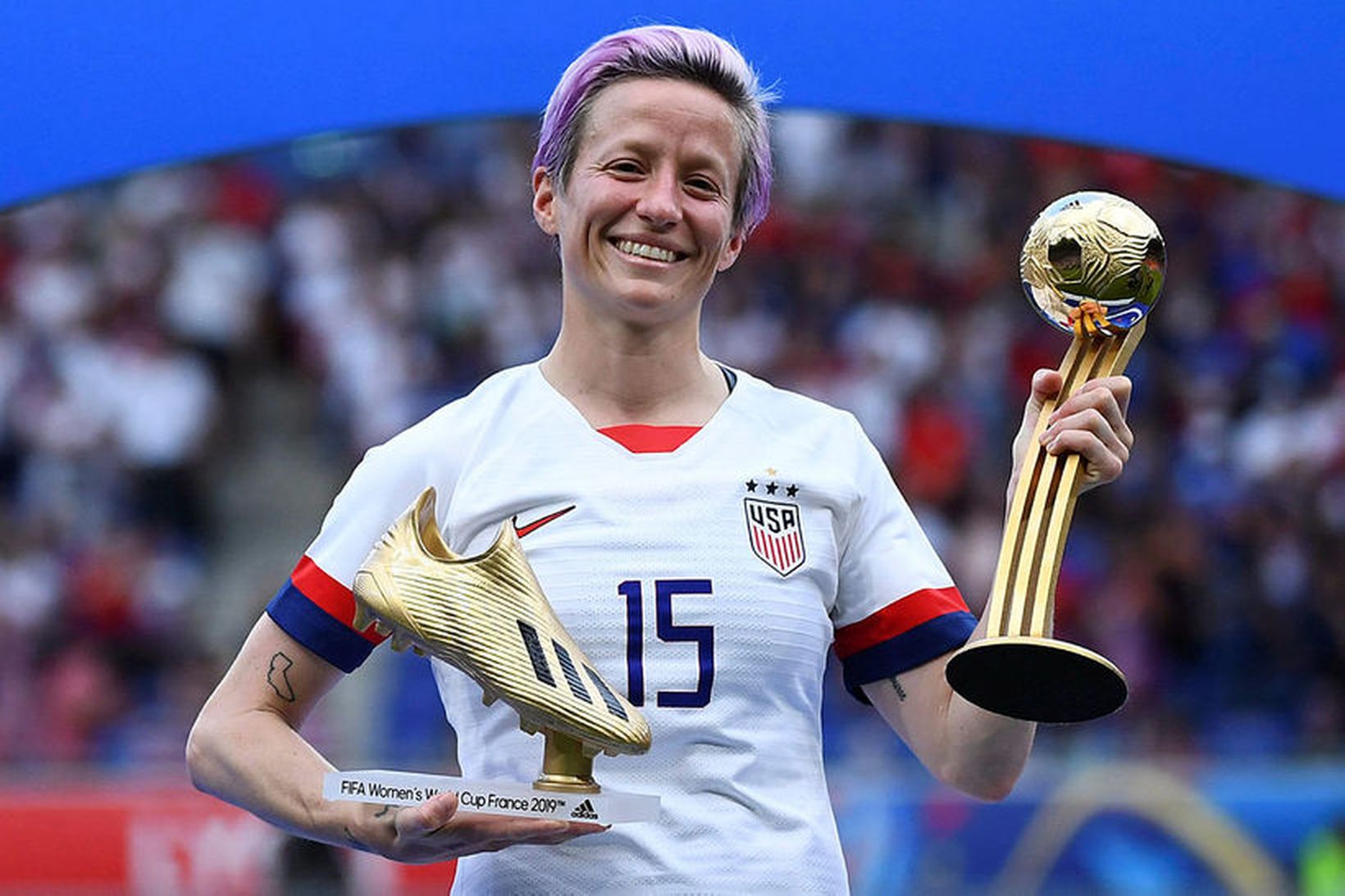 Rapinoe fór á kostum á HM í sumar.