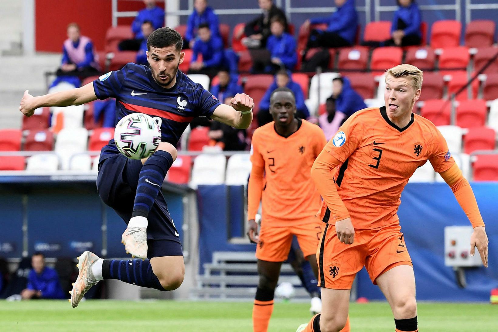 Houssem Aouar í leik með franska U21 árs landsliðinu.