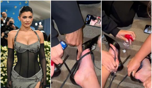 Met Gala-klúður Kylie Jenner: Límdi á sig hælana og sat föst