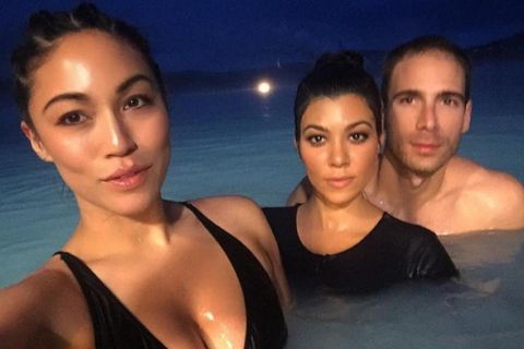 Simon Huck published this photo on his Instagram. On the photo with him are Kourtney Kardashian and Kim's assistant, Stephanie Sheppherd.