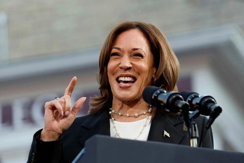 Kamala Harris á kosningafundi.