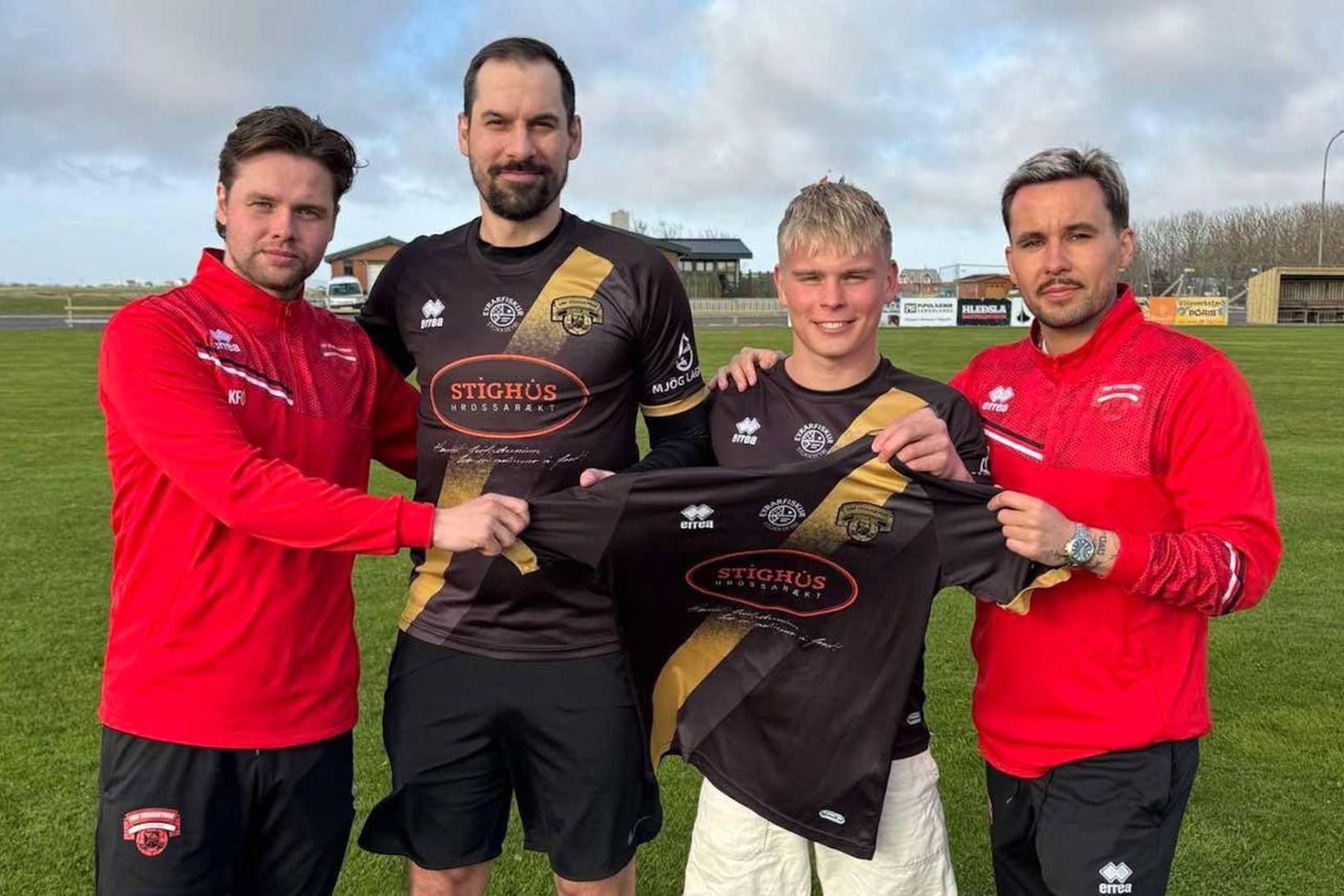 Hrvoje Tokic og Martin Bjarni Guðmundsson ásamt þjálfurunum Kristjáni Frey …