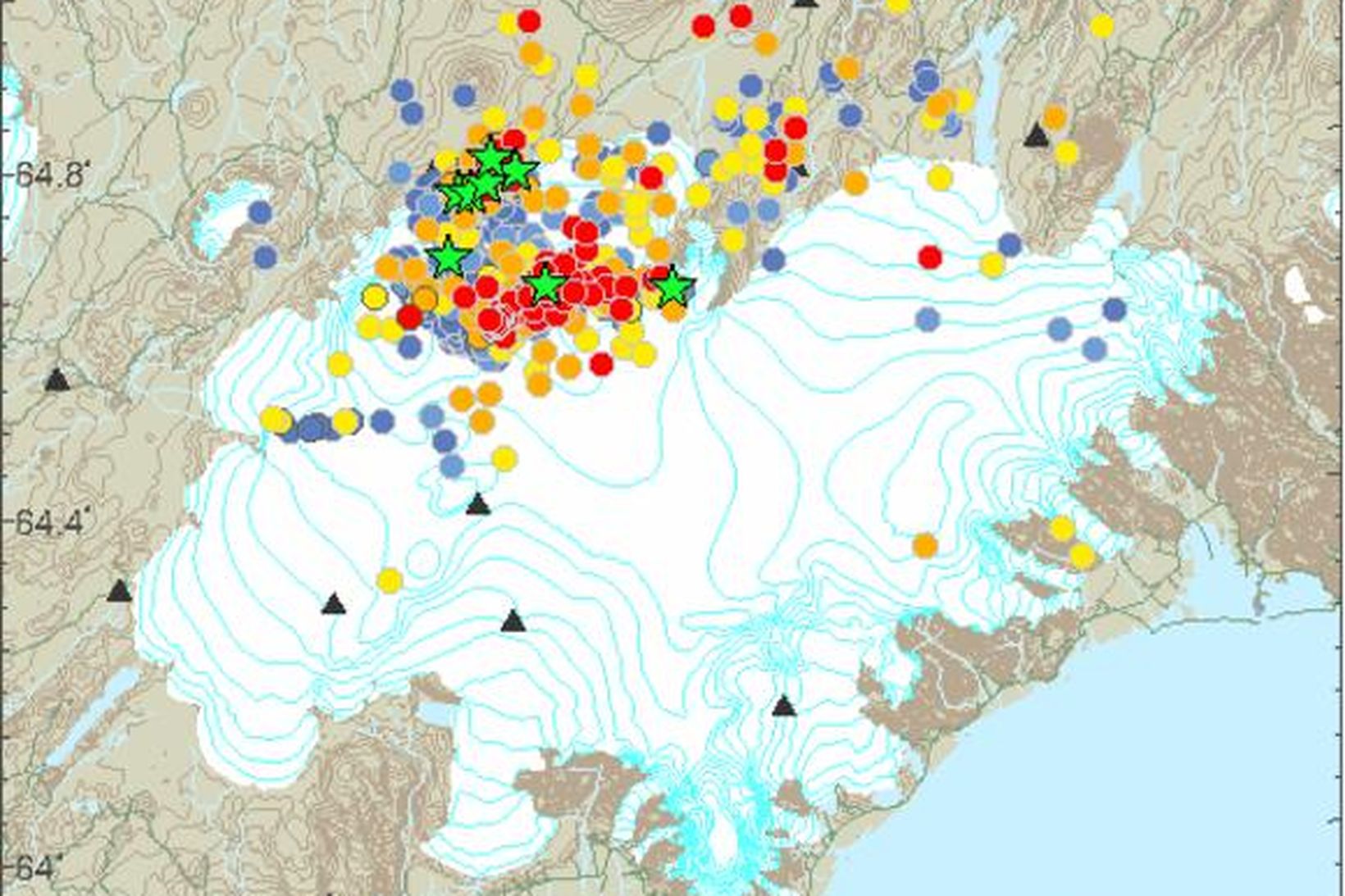 Earthquakes in and around Bárðarbunga.