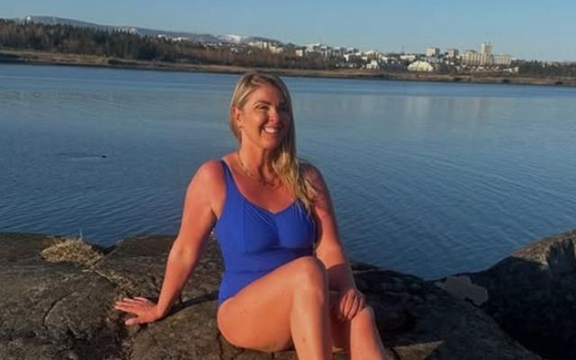 Berglind Guðmundsdóttir kíkti líka í sánu, enda er mikilvægt að dekra við sig á afmælisdaginn.