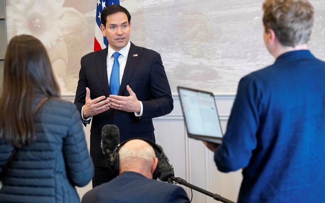 Marco Rubio, utanríkisráðherra Bandaríkjanna, ræddi við blaðamenn í dag.